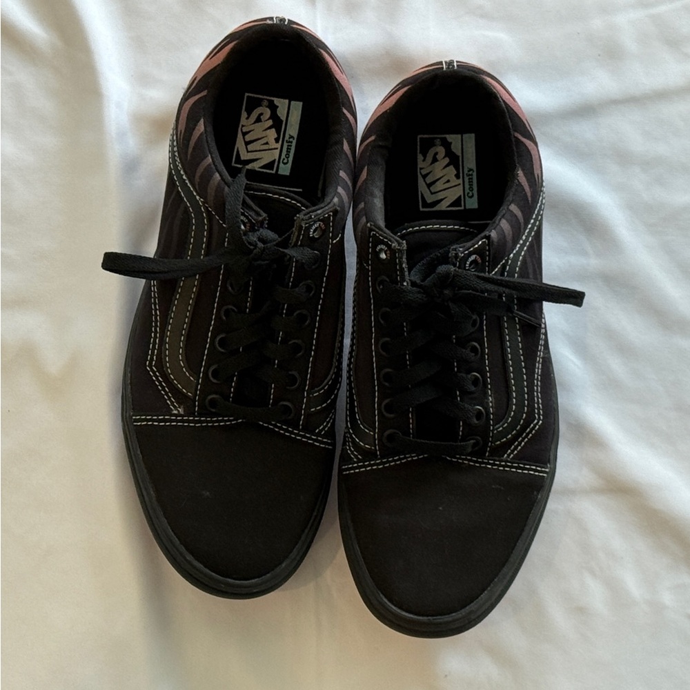 Vans Men's Project Cat Black and Orange Patterned Sneakers with ComfyCush Soles - Picture 3 of 4